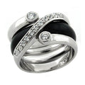 Stylish silver and black ring with crystals, perfect vacation jewelry for women