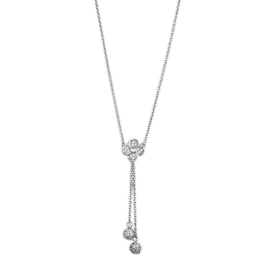 Elegant silver lariat necklace featuring sparkling charms, perfect vacation jewelry for women