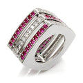 Stylish silver ring with red and clear stones, perfect vacation jewelry for women