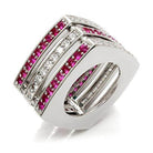 Stylish silver ring with red and clear stones, perfect vacation jewelry for women