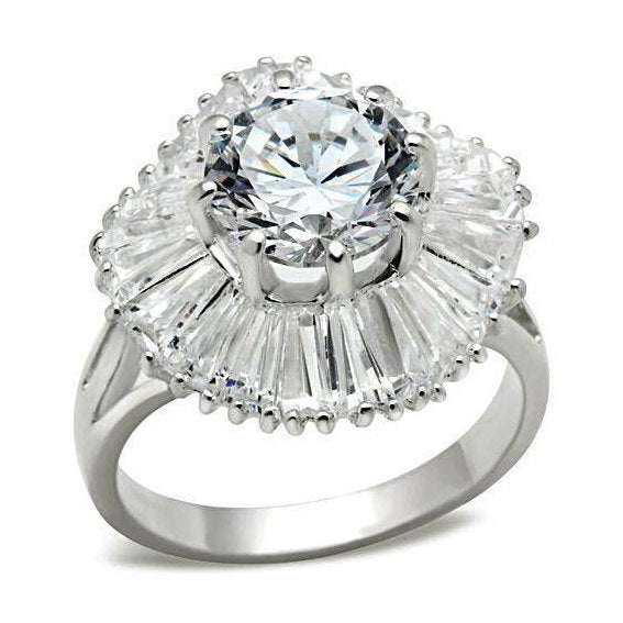Elegant women's ring with a large center stone and sparkling accents, perfect vacation jewelry for women