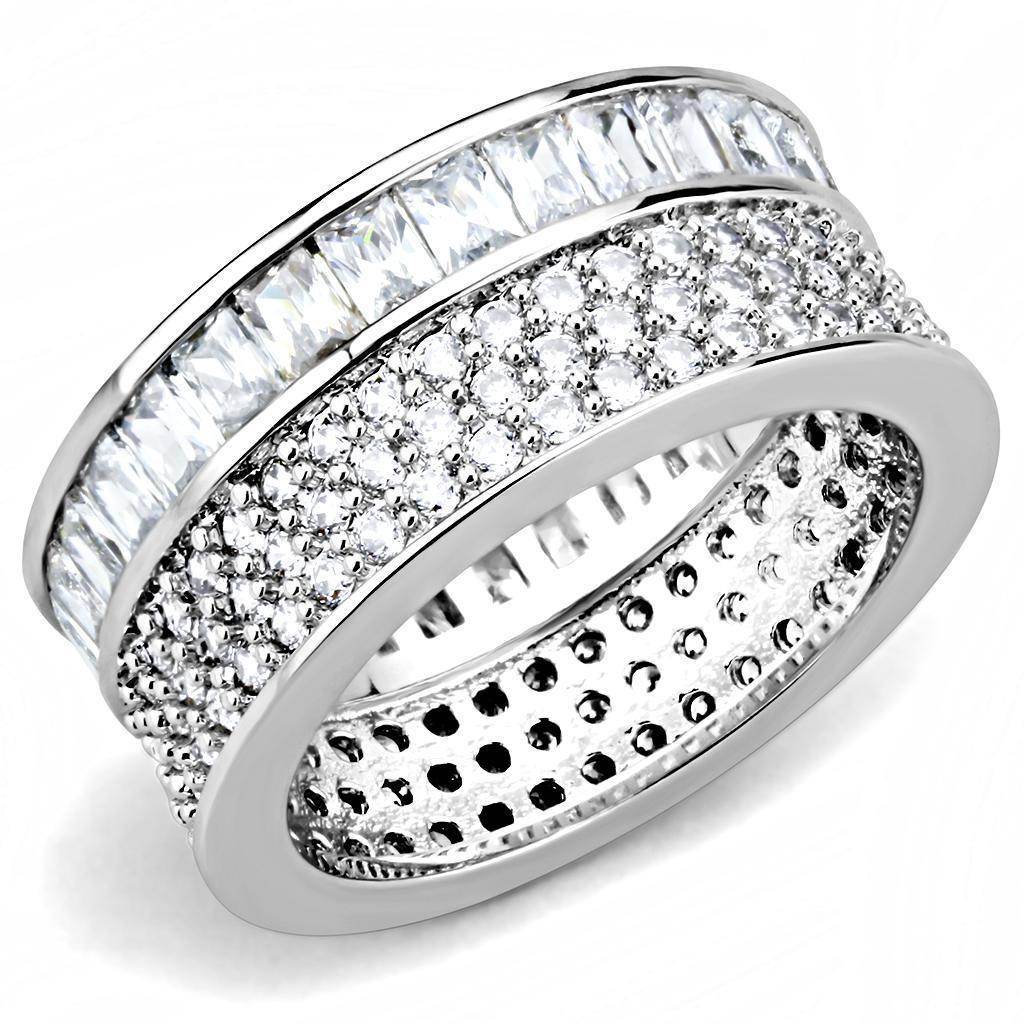 Sparkling vacation jewelry rings for women with clear cubic zirconia in a elegant layered design