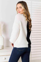 Trendsi women's vacation style cardigan with soft texture and two-tone design, perfect for casual outfits