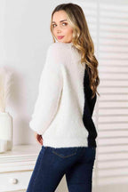 Trendsi women's vacation style cardigan with soft texture and two-tone design, perfect for casual outfits