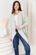 Trendsi Women's Gray Vacation Style Cardigan with Open Front Design for Effortless Layering