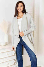 Trendsi Women's Gray Vacation Style Cardigan with Open Front Design for Effortless Layering