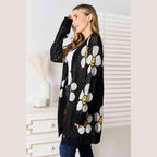 Trendsi women's vacation style floral cardigan with a playful flower design and open front