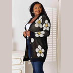 Trendsi women's vacation style floral cardigan featuring cheerful flower designs for a trendy look