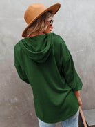 Trendsi Women's Green Vacation Style Hoodie with Relaxed Fit and Hood Detail