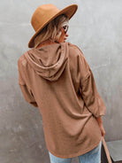 Trendsi women's vacation style hoodie in brown with relaxed fit and hooded design