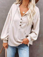 Trendsi women's vacation style hoodie with button details and relaxed fit for casual wear