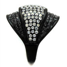 Bold black ring with shimmering crystals, perfect for vacation style jewelry lovers