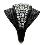 Bold black ring with shimmering crystals, perfect for vacation style jewelry lovers