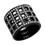 Stunning black ring with rhinestones, perfect for vacation style jewelry enthusiasts