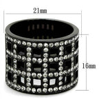 Vacation style jewelry: Black statement ring with crystal accents and a modern geometric design