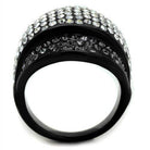 Stylish Women's Ring with Black Band and Sparkling Crystals, Perfect for vacation style jewelry