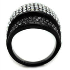 Stylish Women's Ring with Black Band and Sparkling Crystals, Perfect for vacation style jewelry