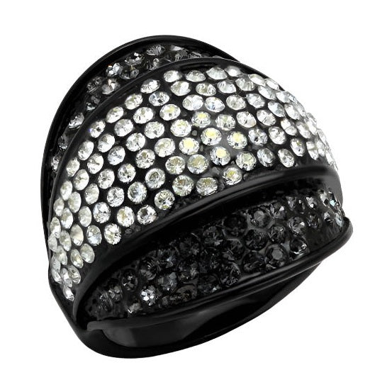 Vacation style jewelry black ring adorned with sparkling crystals for a glamorous look