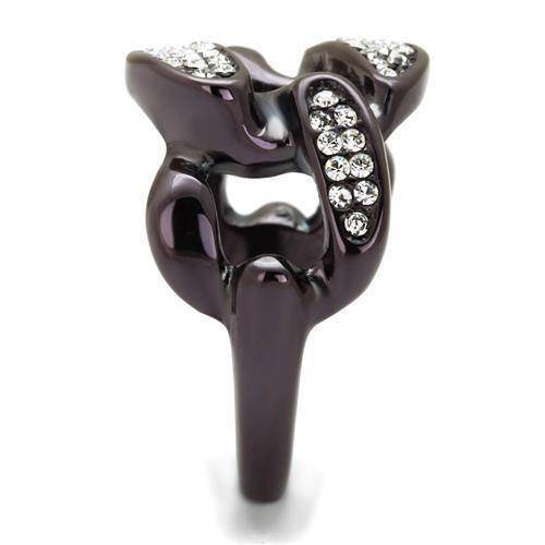 Unique purple women's ring with sparkling accents, perfect for vacation style jewelry
