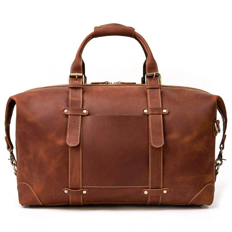 VacationGrabs vacation style leather bag with sturdy handles and adjustable shoulder strap for travel