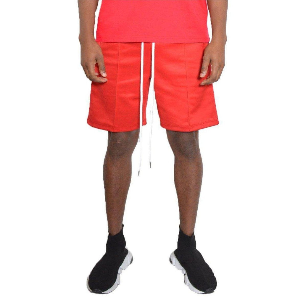 Bright red vacation style mens shorts with adjustable drawstring for a comfortable fit
