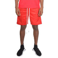 Bright red vacation style mens shorts with adjustable drawstring for a comfortable fit