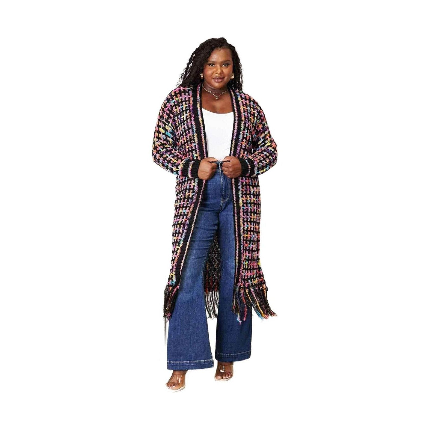 Trendsi Women's Colorful Cardigan for Vacation Style Outerwear with Fringe Details