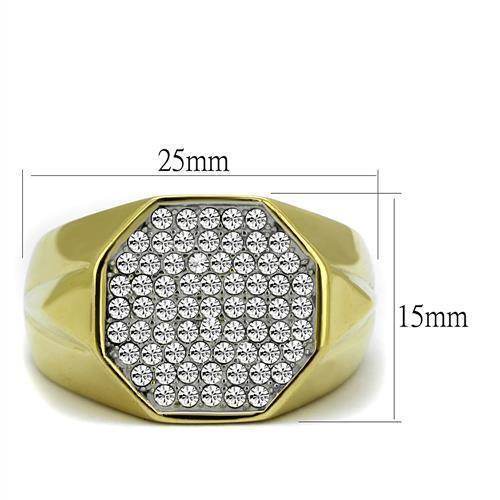 Gold Octagonal Ring for Men with Sparkling Stones, ideal as vacation style rings for men
