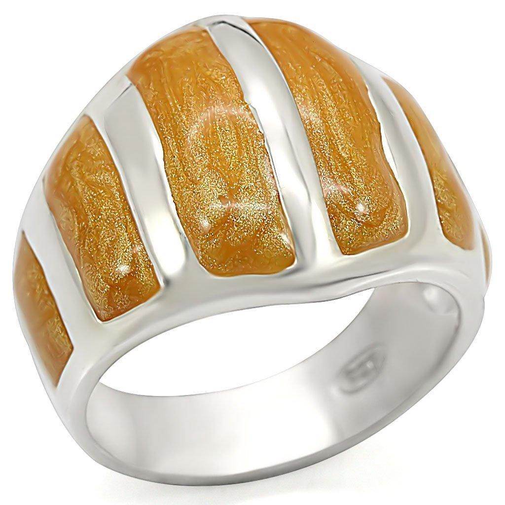 Vacation style silver ring with a unique brown textured design for stylish summer outfits