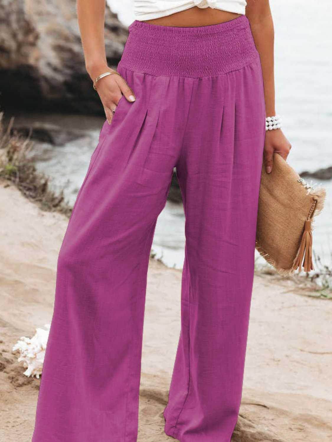 Trendsi women's vacation style wide leg trousers in purple, perfect for sunny days by the beach