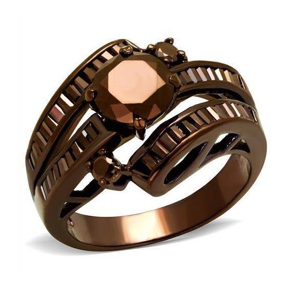 Bronze Vacation Style Womens Jewelry Ring with Sparkling Stones and Unique Design