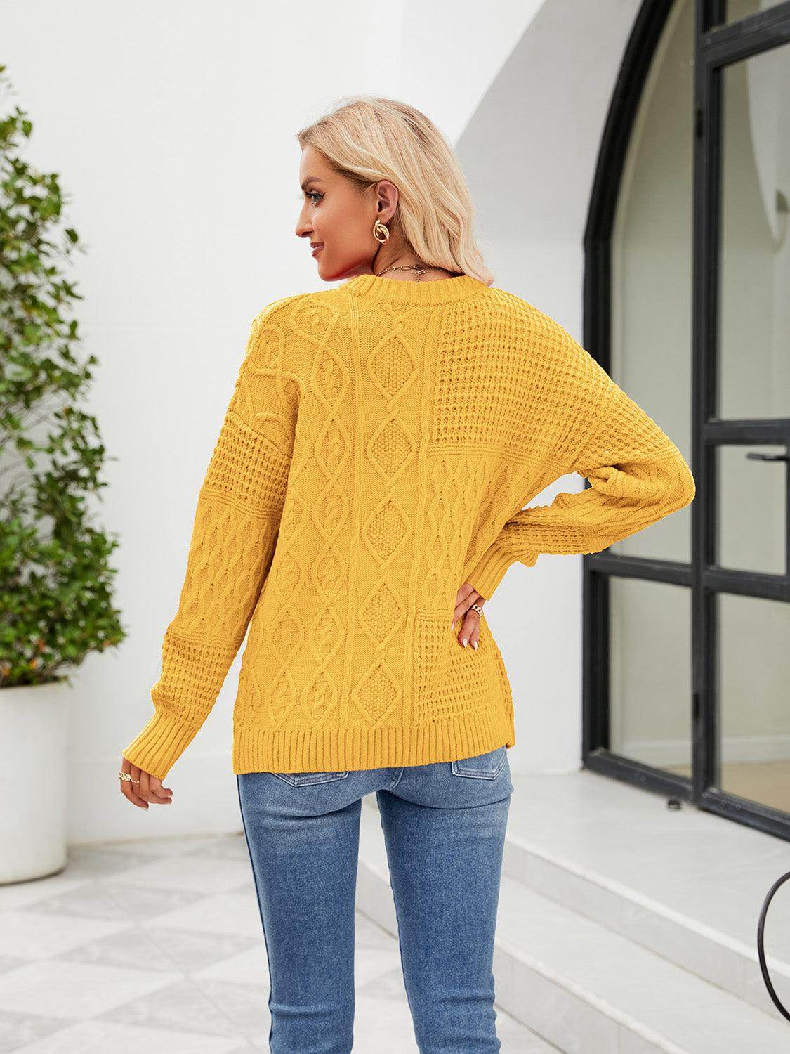 Trendsi Women's Casual Vacation Sweater in Yellow with Textured Knit Design and Relaxed Fit