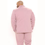 Back view of a Fashion Nova men's vacation style jacket in pink for a trendy summer look