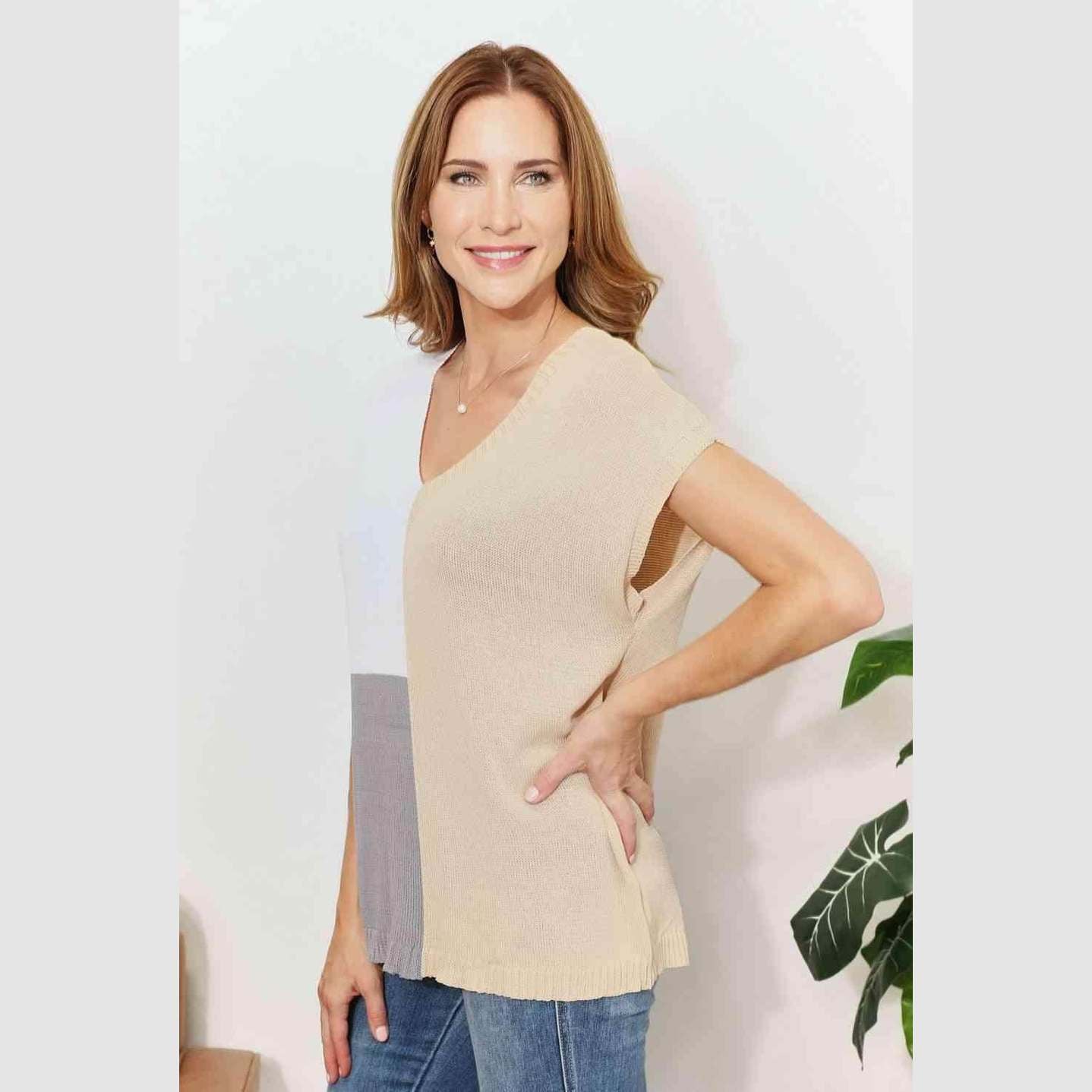 Trendsi stylish summer knitwear in beige and gray, perfect for casual outings and summer wear