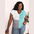 Trendsi stylish summer knitwear in a color-block design with a V-neck and short sleeves