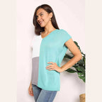 Trendsi Women's Stylish Summer Knitwear in Aqua and Gray with Short Sleeves for a Chic Look