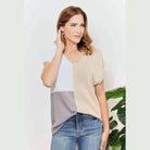 Trendsi stylish summer knitwear with a v-neck in a chic color block design for women