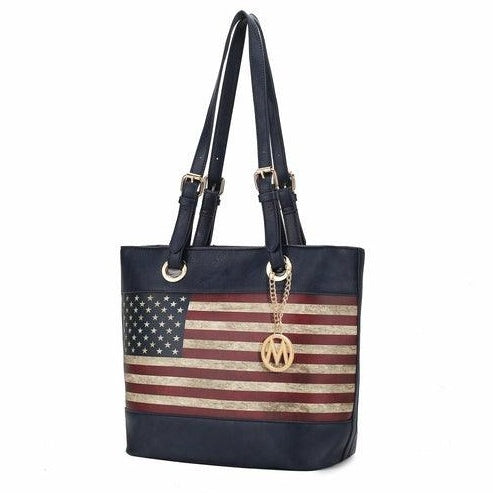 Wallets, Handbags & Accessories Vera Vegan Leather Patriotic Flag Pattern Women Tote Bag
