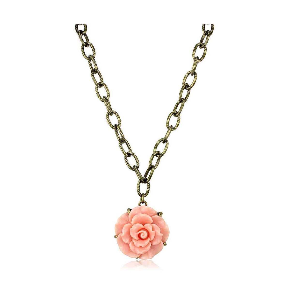 VacationGrabs vintage floral pendant jewelry featuring a pink flower on a delicate chain