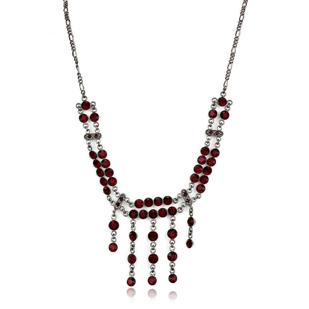 Red gemstone vintage inspired silver jewelry necklace with elegant drop design for women