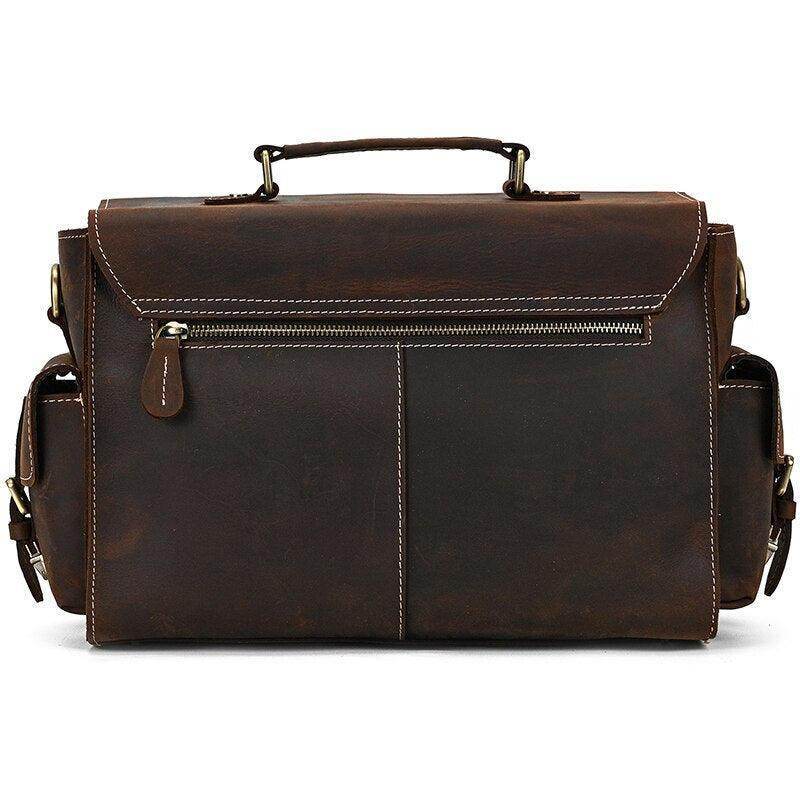 Vintage leather camera bag with multiple pockets and durable design for photographers on the go