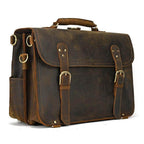 Vintage leather laptop bag with sturdy buckles and ample storage compartments for professionals