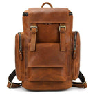 Vintage leather travel backpack from VacationGrabs featuring multiple pockets and durable design