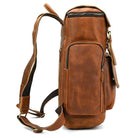 Vintage leather travel backpack with multiple pockets and adjustable straps for convenient travel