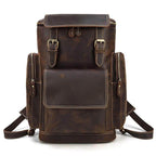 Vintage leather travel backpack with dual side pockets and adjustable straps for stylish adventures