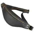 Vintage leather waist bag with a sleek design and durable zipper for stylish hands-free convenience