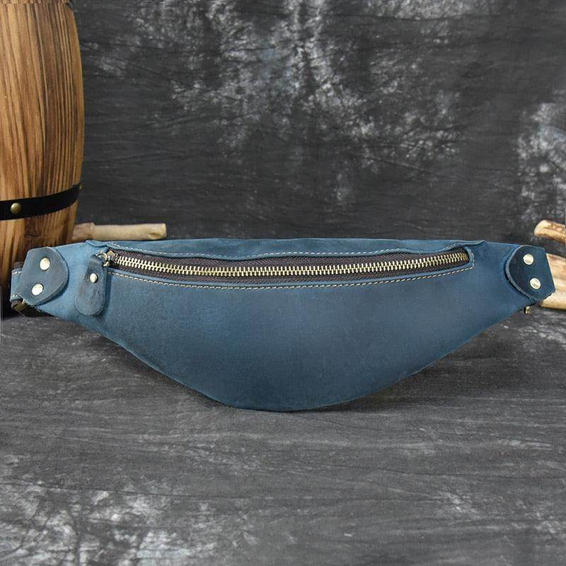 VacationGrabs vintage leather waist bag with a zippered compartment for stylish storage