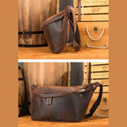 Vintage leather waist bag with adjustable strap, perfect for carrying essentials stylishly
