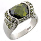 VacationGrabs Women's Silver Ring with Green Gemstone and Accent Stones for Elegant Style