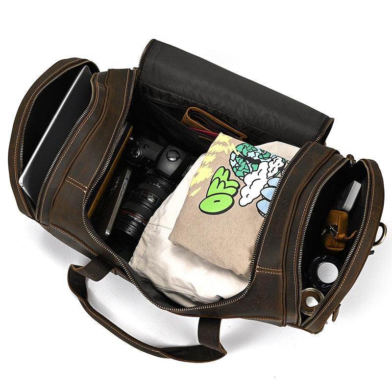 Spacious VacationGrabs weekend travel bag with organized compartments for clothes and camera gear